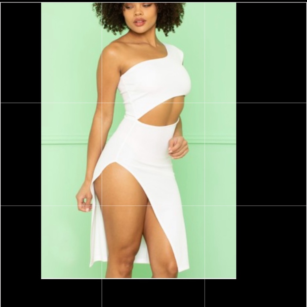 IVORY- Asymmetrical One Shoulder  Dress